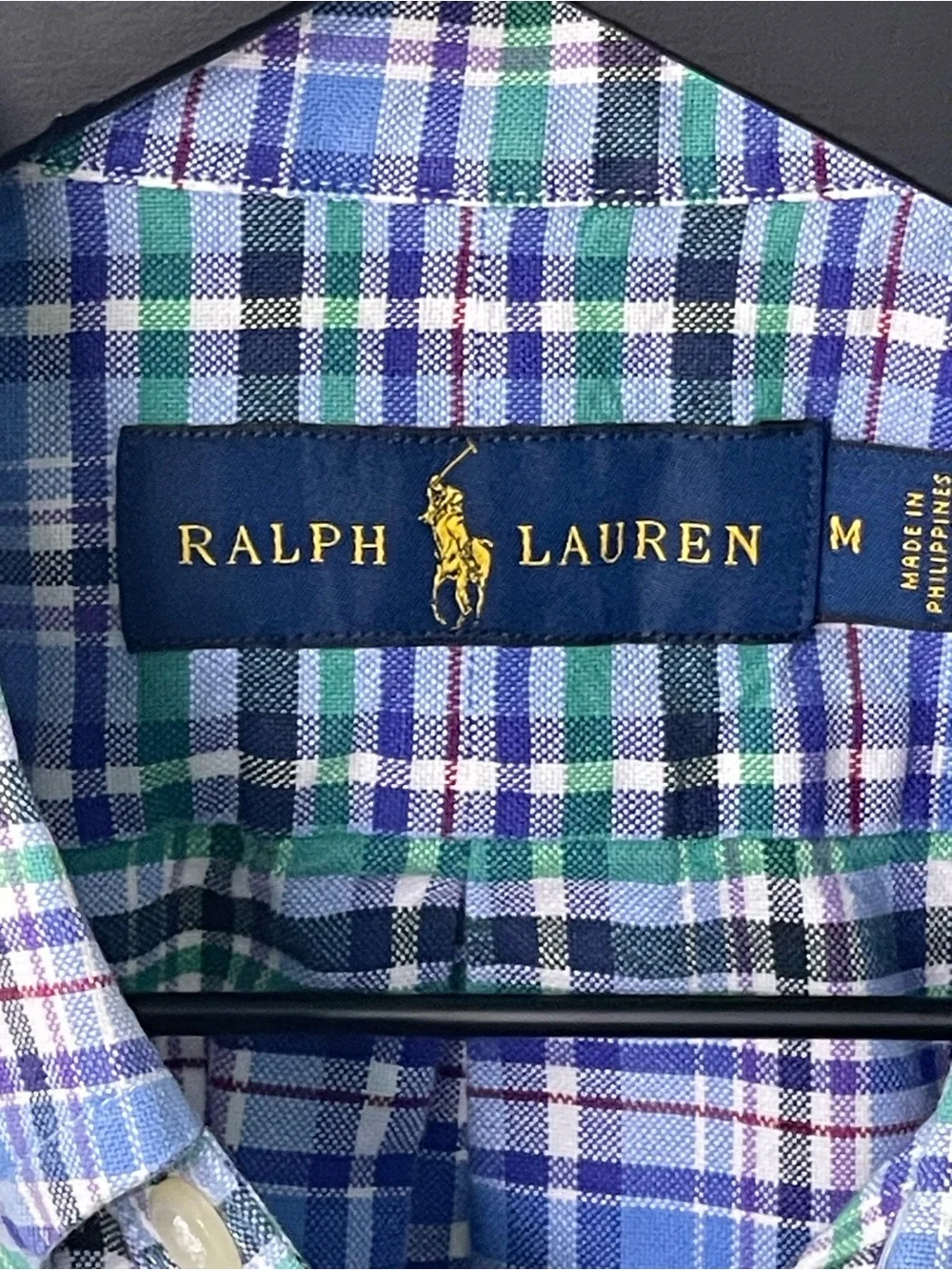 Ralph Lauren Blue & Green Plaid Button-Down Shirt - Men's